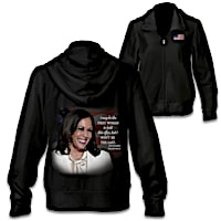 Kamala Harris Women's Full Zip Hoodie With Embroidered Quote