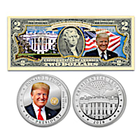 President Trump Legal Tender $2 Bill And Pure Silver Proof