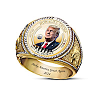 2024 President Trump Ring With Proof Coin Centerpiece