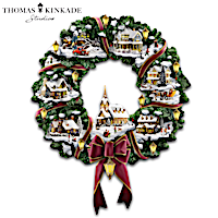Thomas Kinkade Christmas Village Wreath
