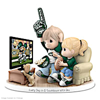 New York Jets Porcelain Figurine With Fans, TV & Pup
