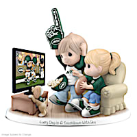 New York Jets Porcelain Figurine With Fans, TV & Pup