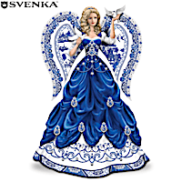 Blue Willow China Inspired Angel With 80 Svenka Crystals