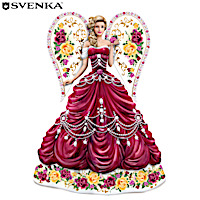 Sparkling Country Rose Angel Figurine With Svenka Crystals