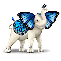 "Blue Majesty" Hand-Painted Elephant Figurine