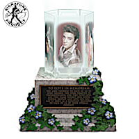 Illuminated Elvis Presley Glass-Panel Memorial Sculpture