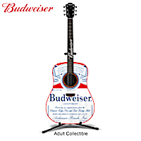 Budweiser Six String Guitar Sculpture With Real Strings