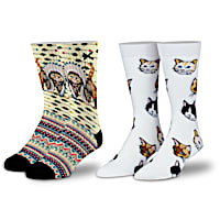 Feline Fine Designer Socks 2-Pair Set