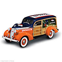 Cruising To Victory Denver Broncos Woody Wagon Sculpture