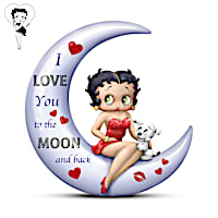 Romantic Betty Boop Figurine With Pudgy And Crescent Moon