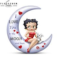 Romantic Betty Boop Figurine With Pudgy And Crescent Moon