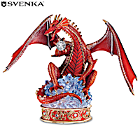 Guardian Red Dragon Figurine With Svenka Crystal
