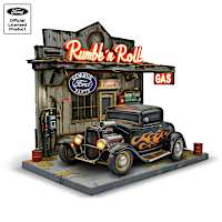 1:43-Scale Ford Model A Hot Rod Sculpture And Garage Display