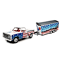 Brave And Bold Patriotic Diecast Truck And Trailer Set