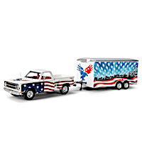 Brave And Bold Patriotic Diecast Truck And Trailer Set