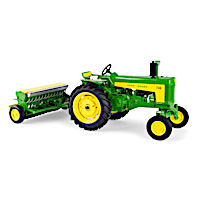 John Deere 730 Diecast Tractor And Grain Drill Set