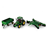 John Deere 6410 Diecast Tractor, Wagon And Wing Disk Set