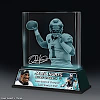 Jalen Hurts Light-Up Laser-Etched Glass Block Sculpture