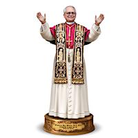 Pope Leo XIV Sculpture On Pedestal Base With Blessing