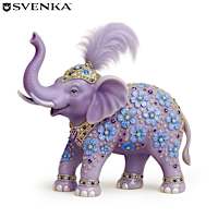 Lavender Elephant Figurine With European Svenka Crystals