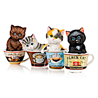 Kayomi Harai "Coffee Cats" Kittens In Coffee Cups Figurines