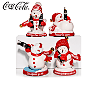 COCA-COLA Snowman Figurines With Jingle Bells