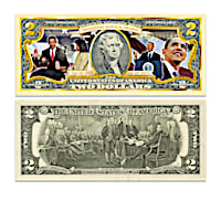 President Obama $2 Bill Currency Collection With Display Box