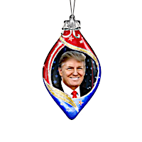 Donald Trump Lighted Hand-Blown Glass Christmas Ornaments