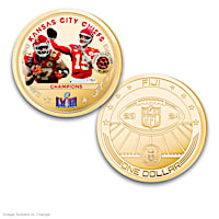 Kansas City Chiefs Super Bowl Coins, Game-Used Ball Piece