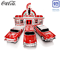 COCA-COLA Chevy Bel Air Sculptures With '50s Diner Display