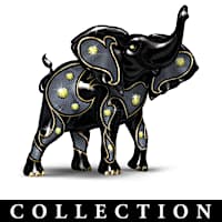 Keith Mallett Gem-Inspired Black Elephant Figurines