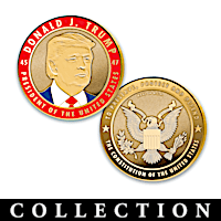 Donald J. Trump Challenge Coin Collection With Display
