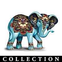 Cloisonne-Inspired Symbolic Elephant Figurine Collection