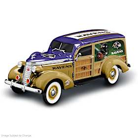 Cruising To Victory Baltimore Ravens Woody Wagon Sculpture