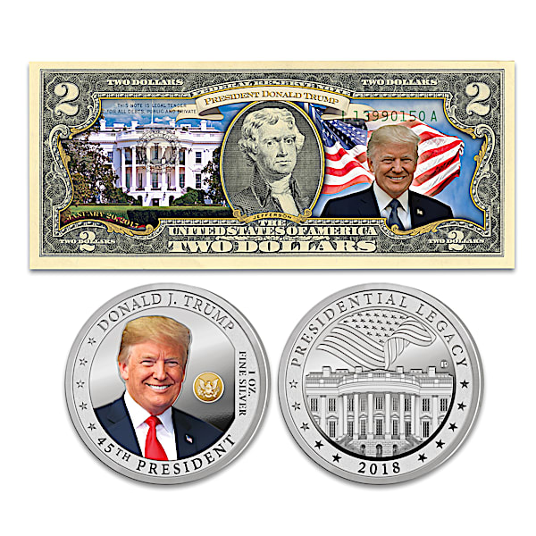 Donald Trump 2024 Coin &amp; Currency Set – Legal Tender $2 Bill 