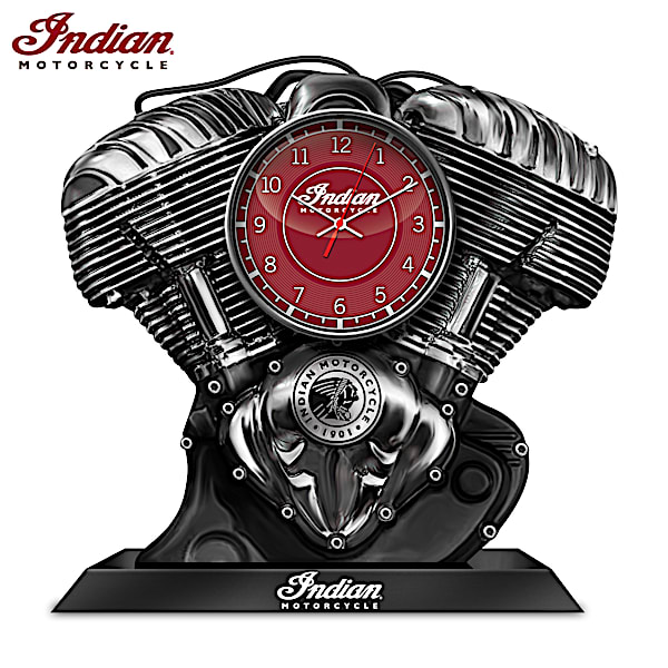 Indian Motorcycle V Twin Clock