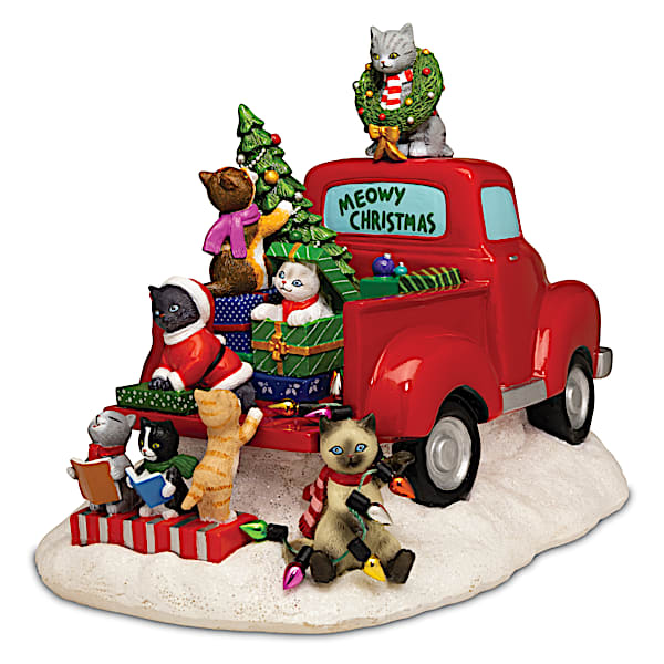 Meowy Cat-Themed Christmas Figurine By Artist Blake Jensen Hand