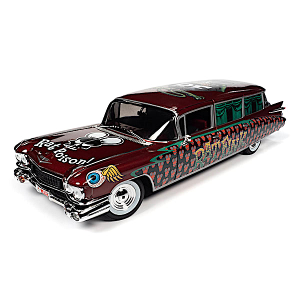 Ed Big Daddy Roth 1959 Cadillac Eldorado Hearse 1 18 Scale Diecast Car Adorned With Rat Fink Art